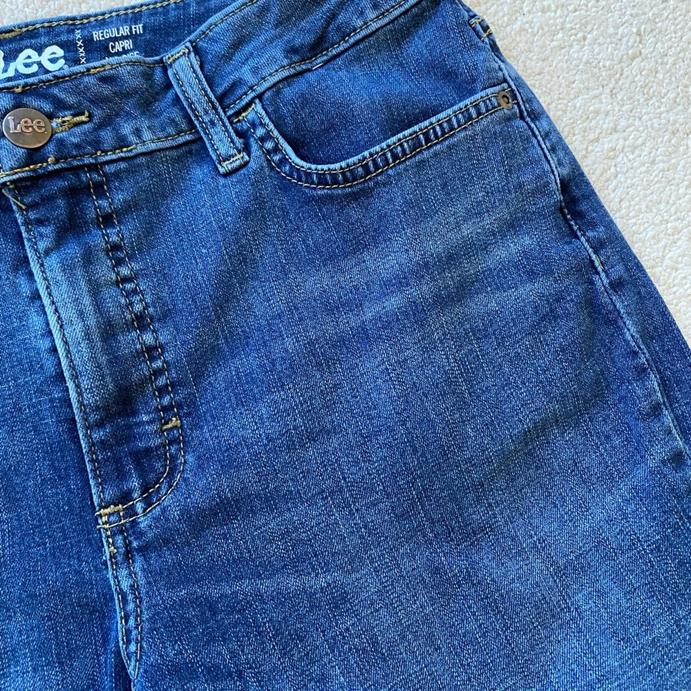 LEE Legendary Regular Fit Mid Rise Five-Pocket Stretch Denim Capri Jeans Size 12 - Picture 10 of 12